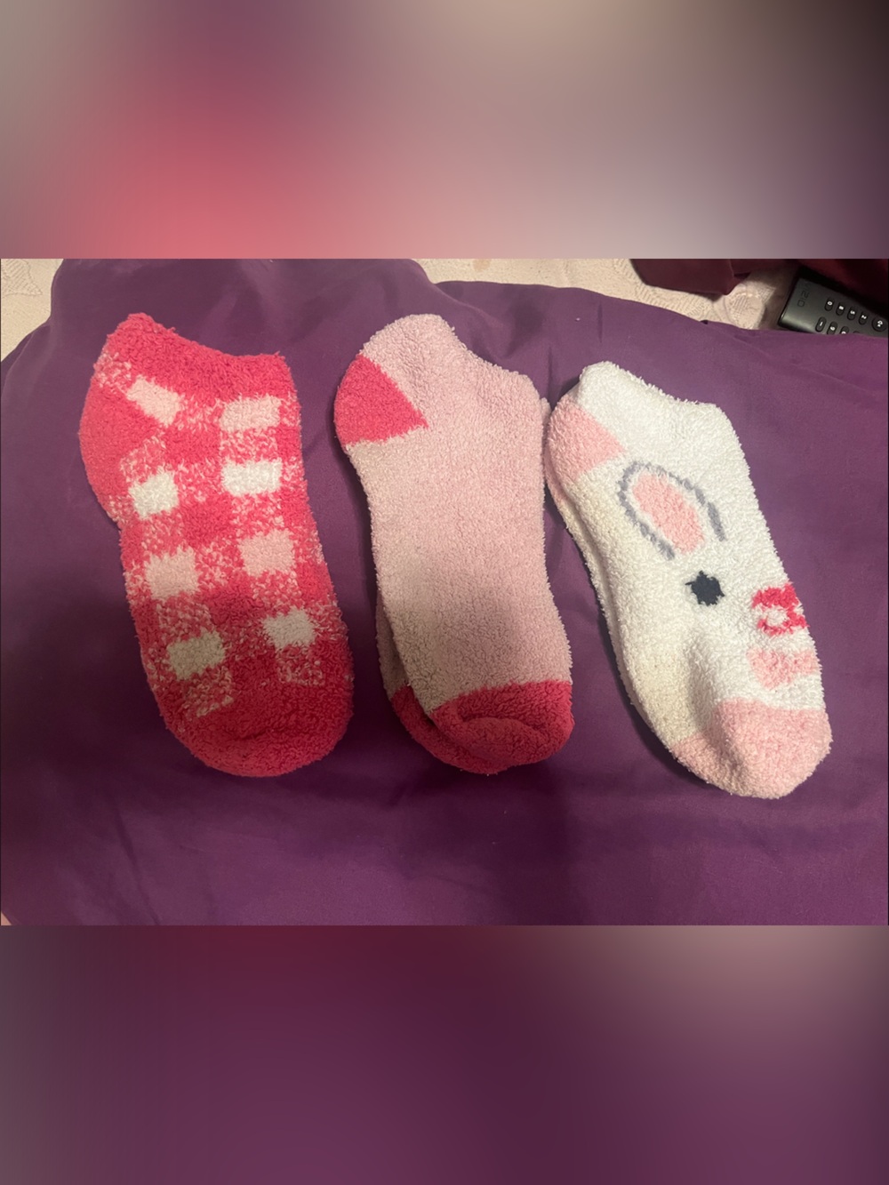 Cozy Pink Plush Socks trio (Easter edition)- Soft Fuzzy Footies